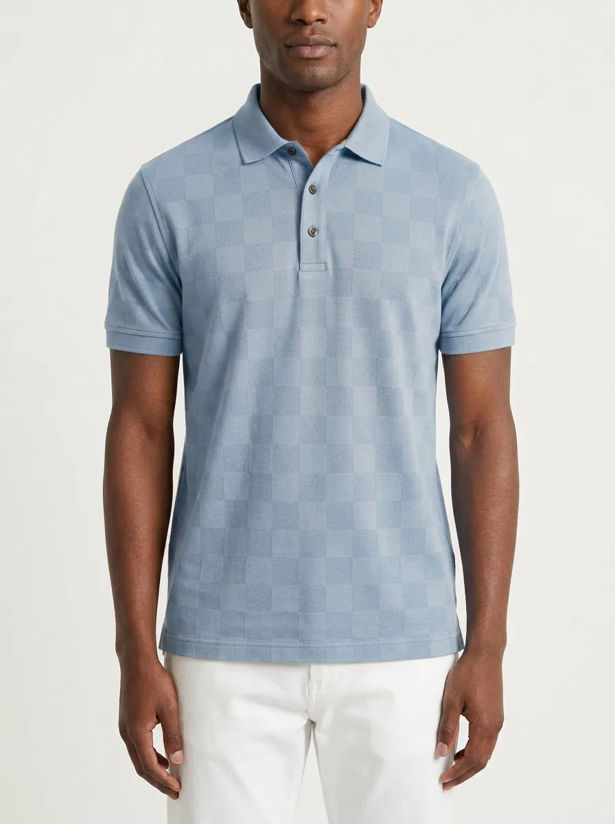 Business-Casual Checkered Men's Polo Shirt