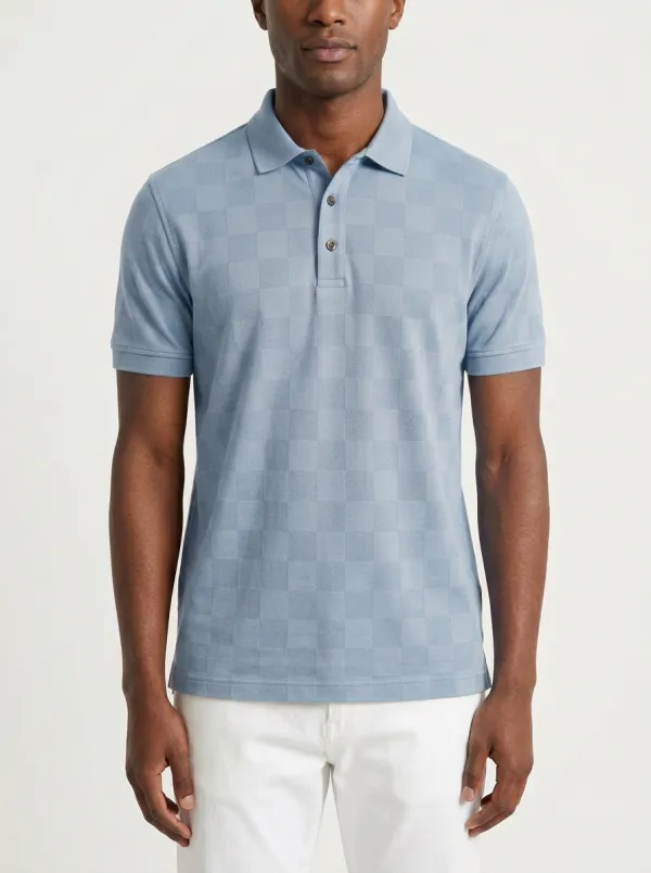 Business-Casual Checkered Men's Polo Shirt