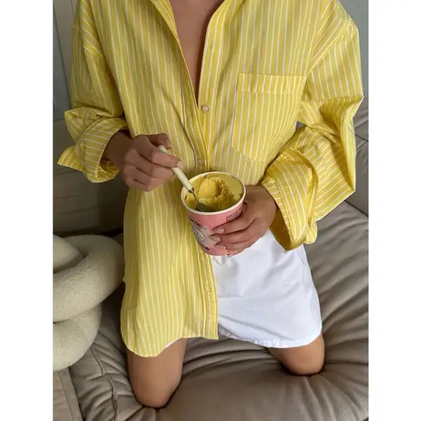 Casual Striped Button Down Shirt