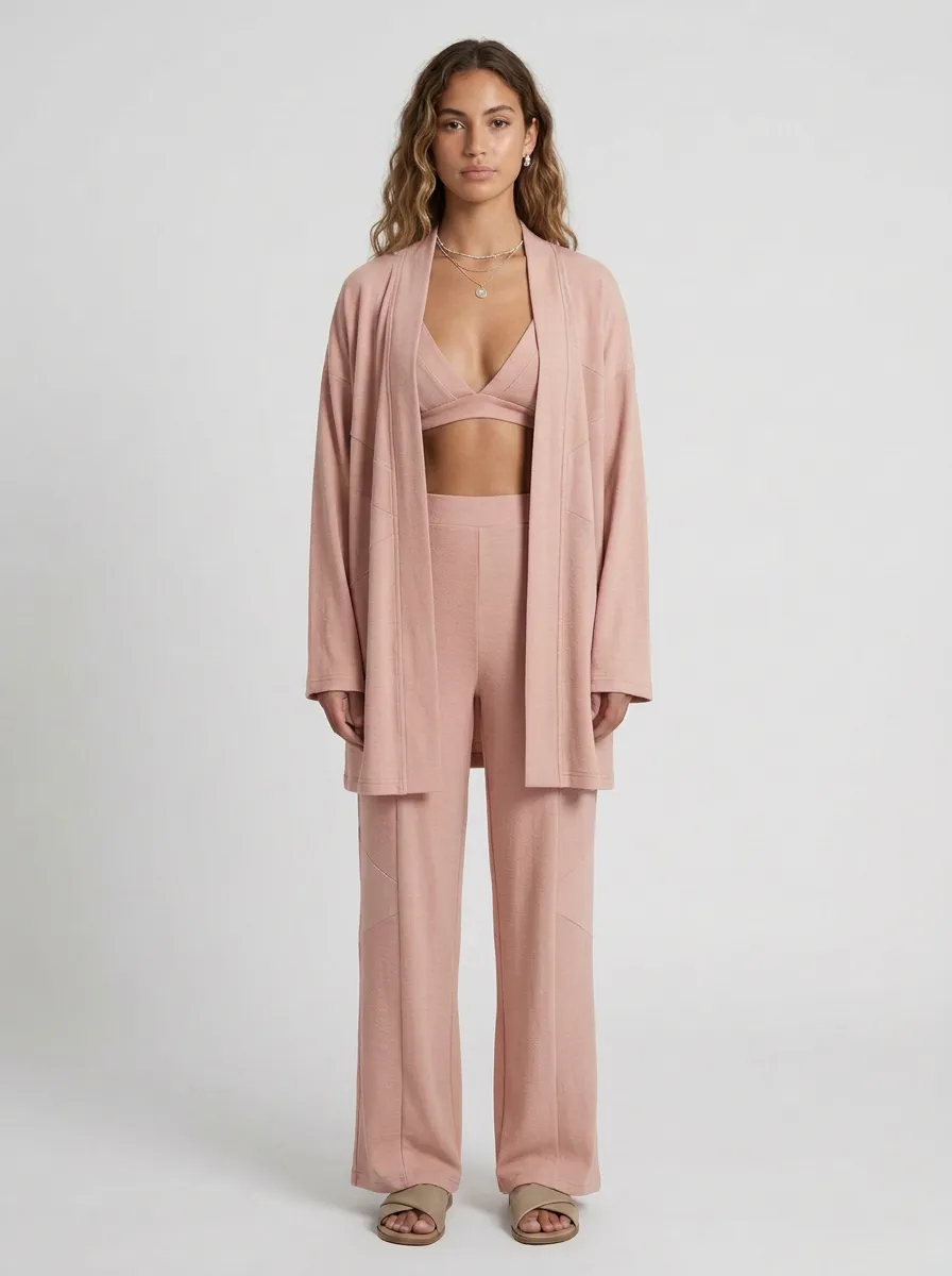 Minimal Paneled Cardigan Lounge Set