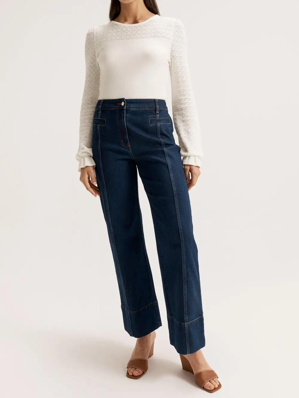 White Hollow Bell Sleeves Jumper