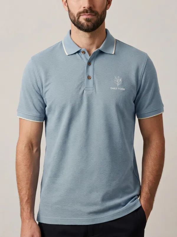 Casual Leaf-Pattern Men's Polo Shirt