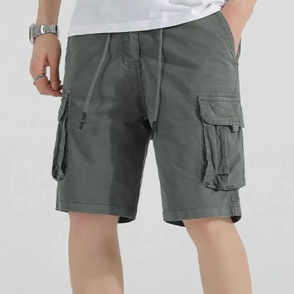 Timeless Drawstring Pocket Detail Washed Cargo Shorts