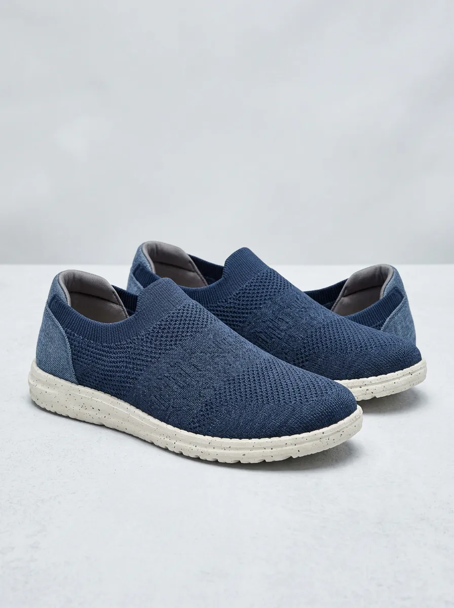 Comfort Knit Graphic Design Men's Stretch Canvas Shoes