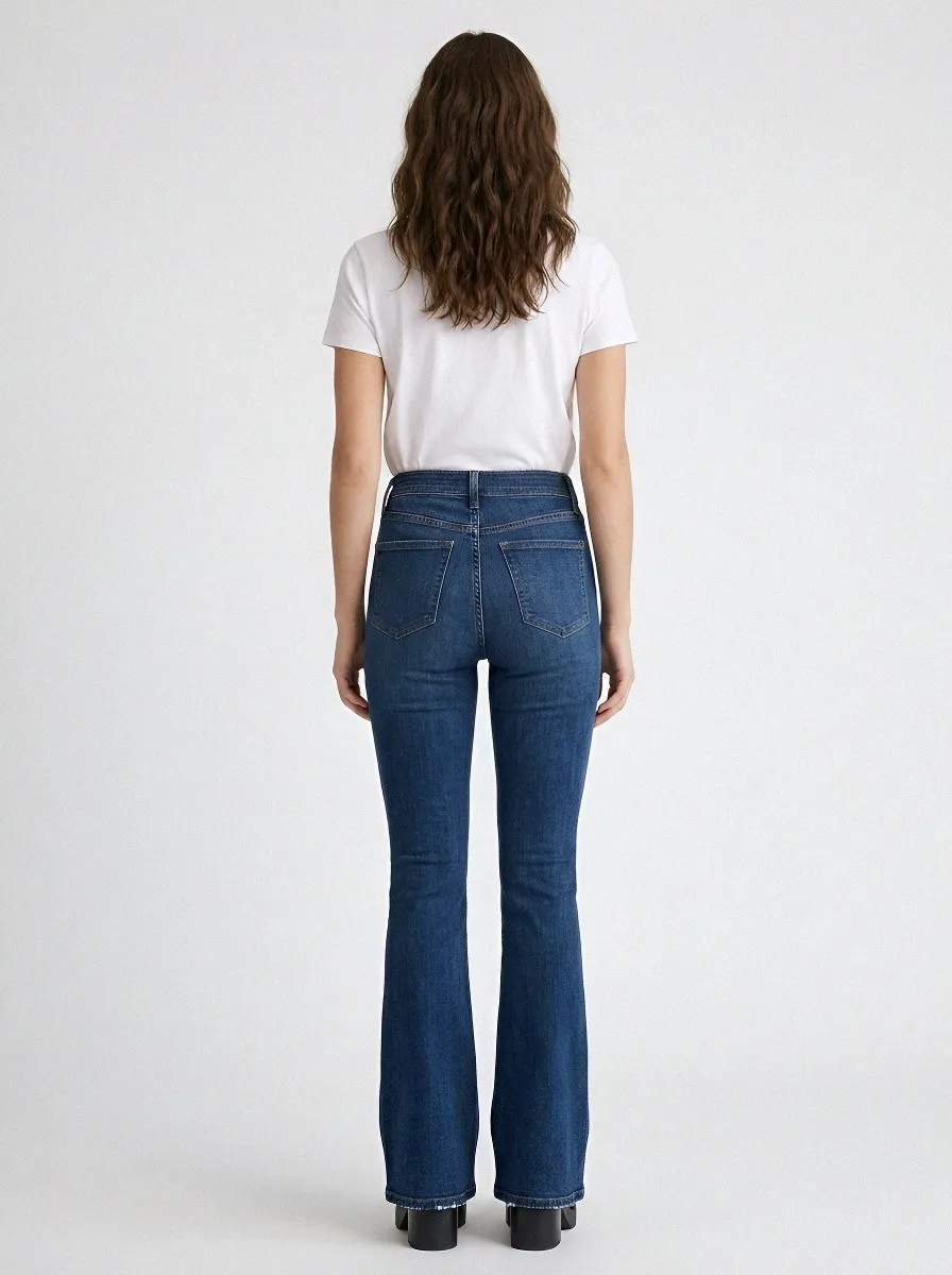 Distressed Women's High-Waist Stretch Flare Jeans