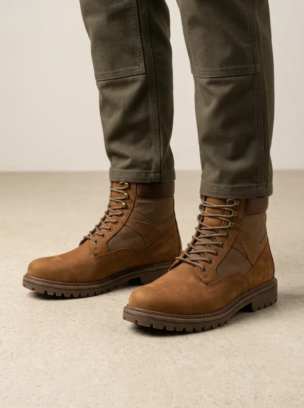 Unisex Leather Tactical Print Work Boots
