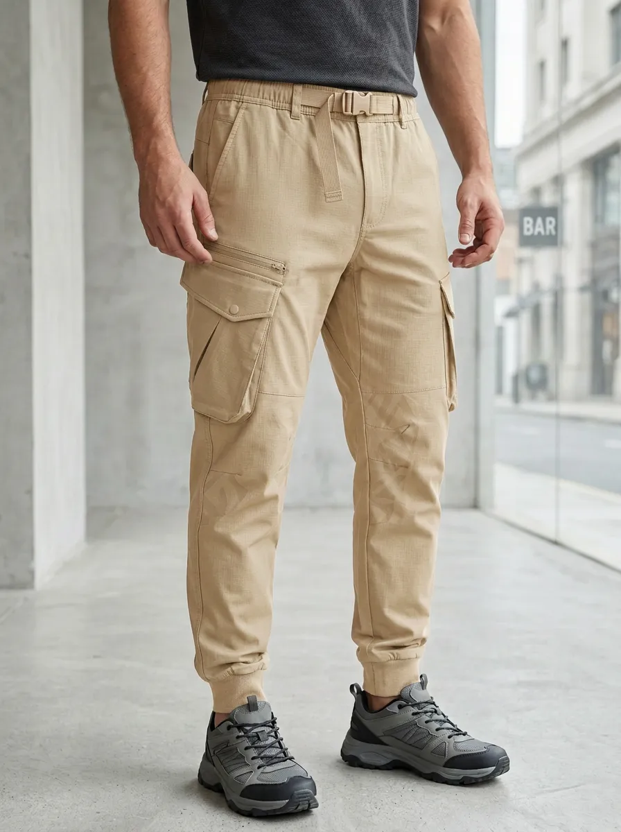 Refined Geometric Graphic Print Daily Wear Men's Cargo Jogger Pants