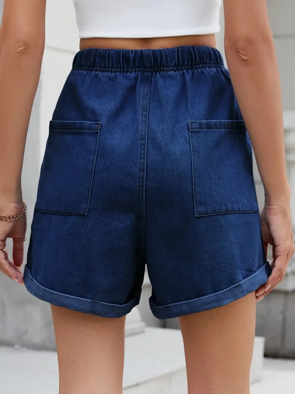 Drawstring Wash Shorts Denim Pants