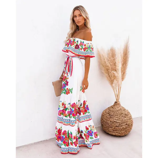 Floral Off Shoulder Casual Dress