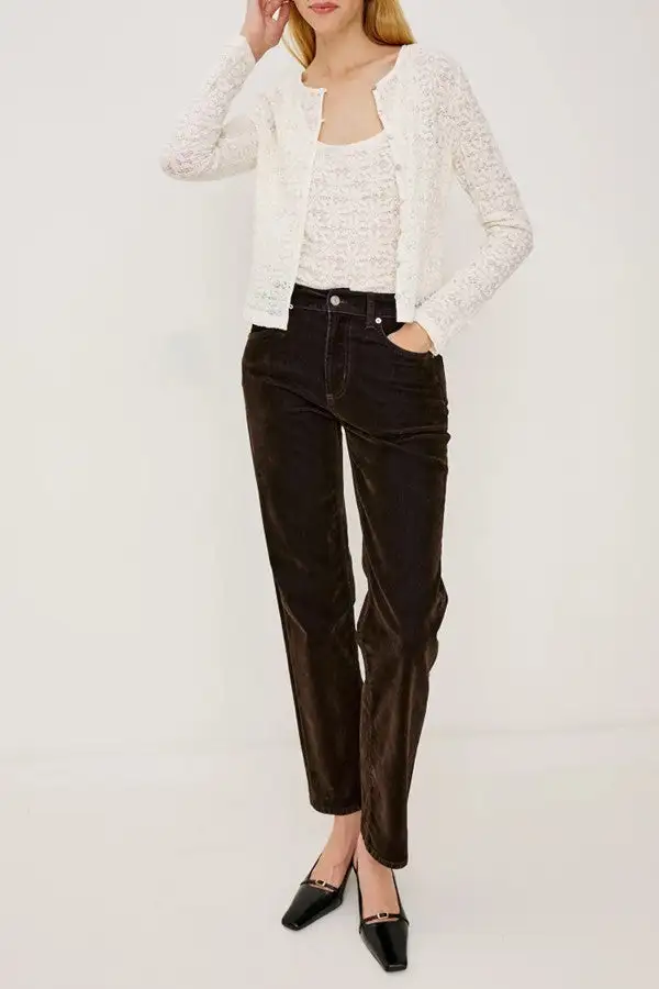 Ivory Sheer Knit Open Front Cardigan