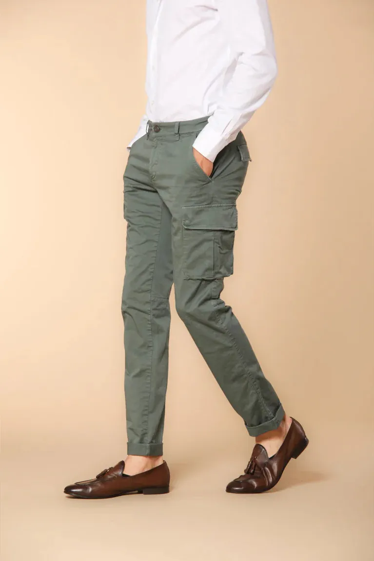 Men's Dark Green Stretch Cotton Slim Fit Large Pocket Overalls