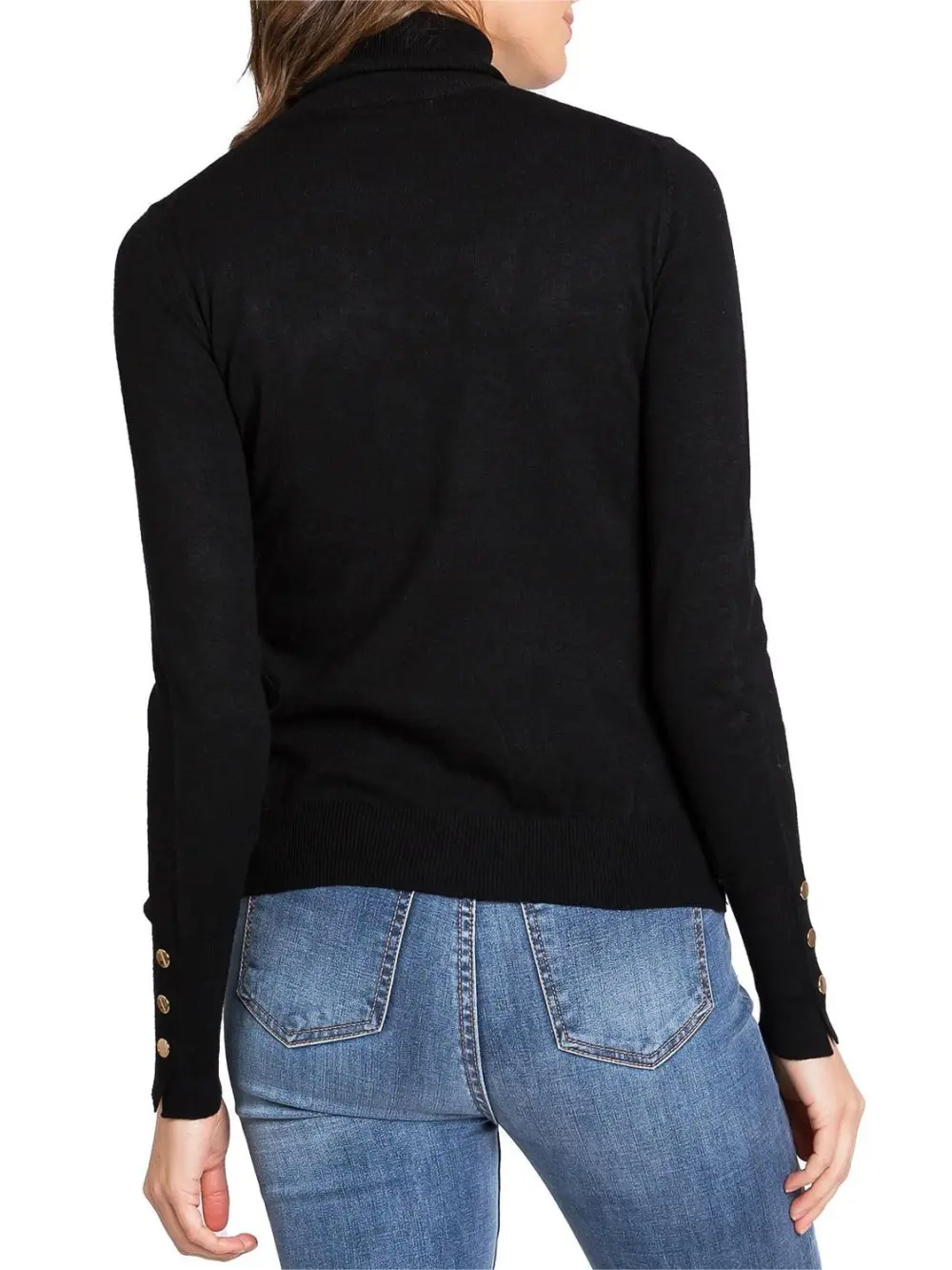 Decorative Button Turtleneck Top