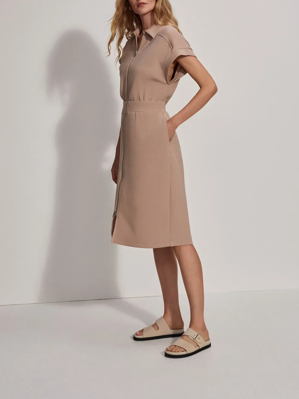 Mid-Waist Zip-Through Dress
