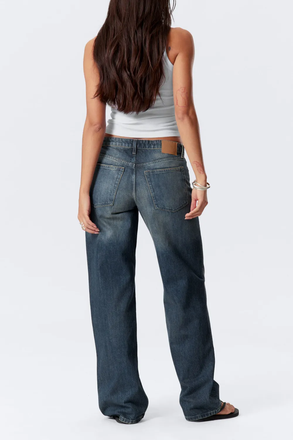 Pocketed Button Wide Leg Jeans