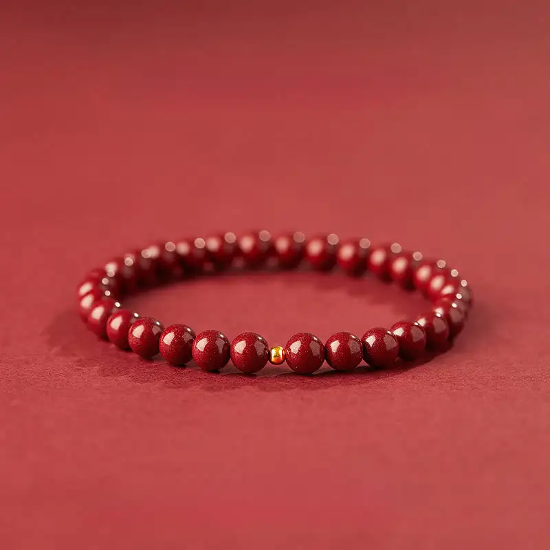 Sterling Silver Cinnabar Beads Bracelet