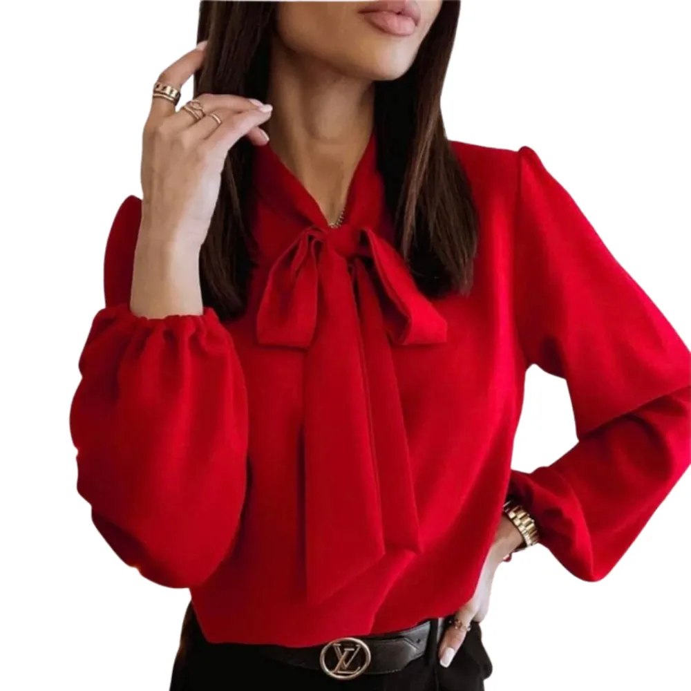 Bow Tie Blouse  Long Sleeve Top