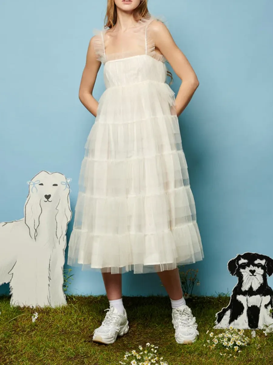 Regular Tulle Midi Dress