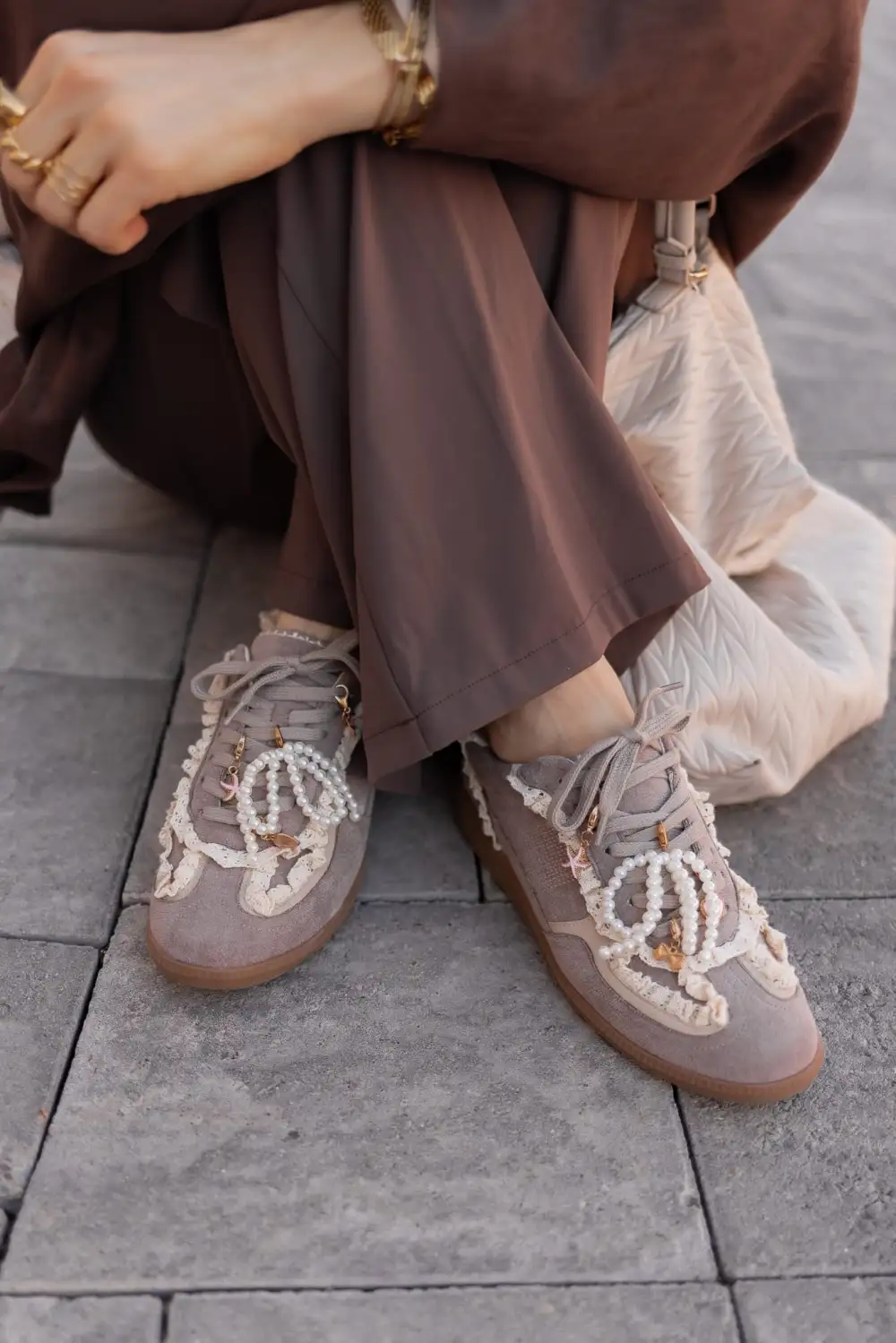 Lace Trim Retro Sneakers