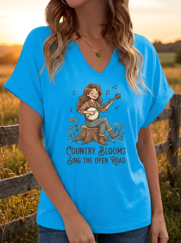 Refined Floral Banjo Women's V-Neck T-Shirt