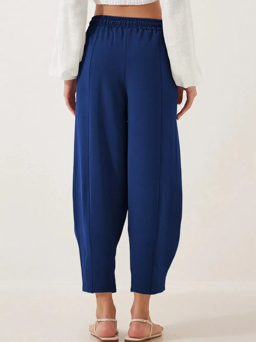 Plus Size Drawstring Wide-Leg Cropped Pants