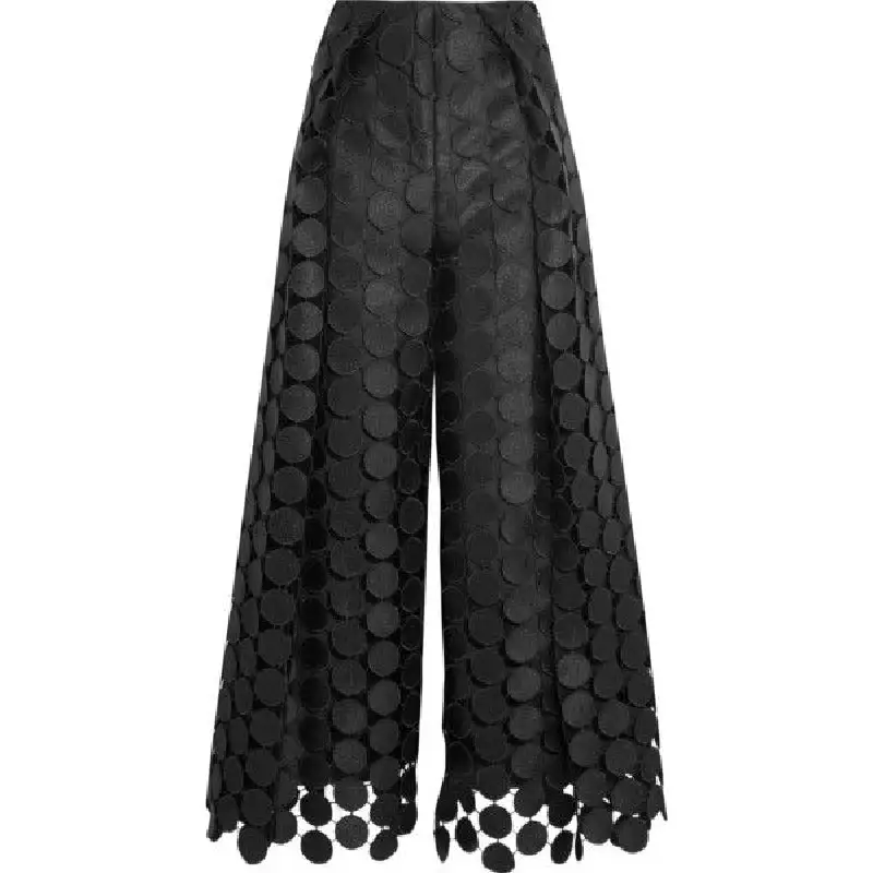 High Waisted Wide Leg Hollow Polka Dot Pants Trousers