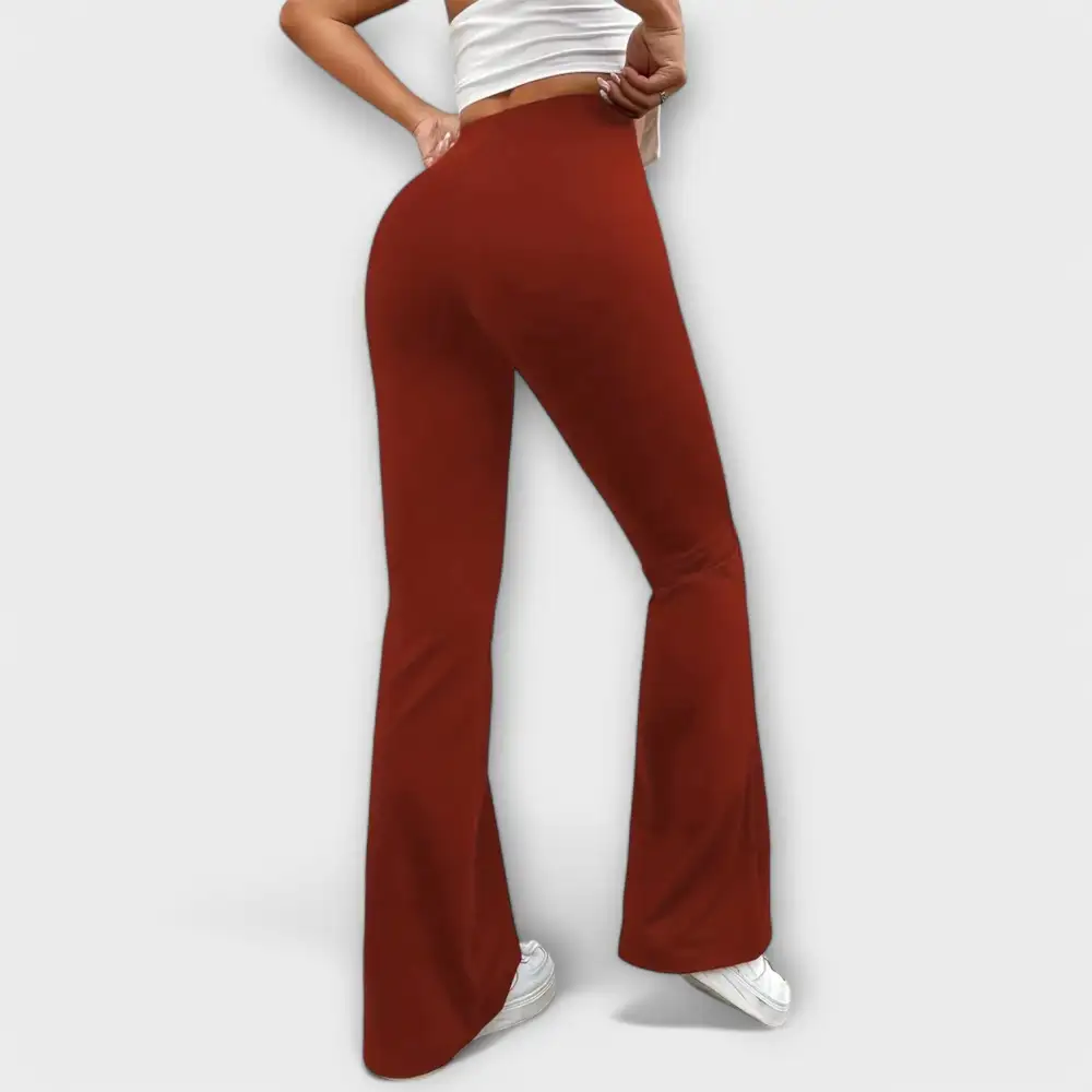 Flared Leg High Waist Lightweight Trousers