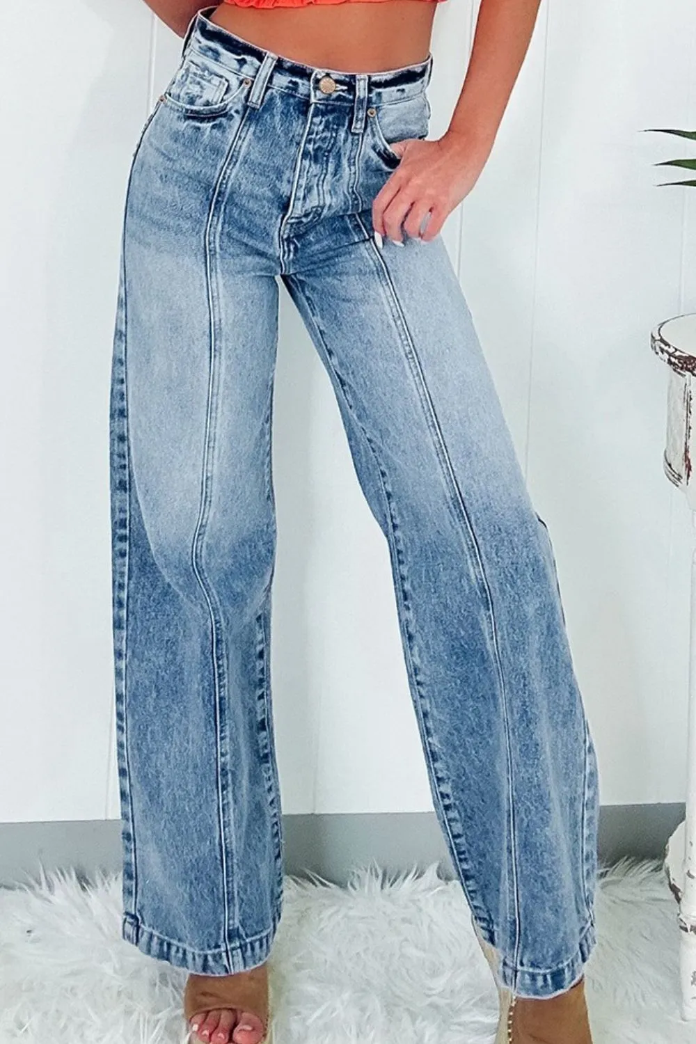 Flap Pocket Pull On Denim Jeans