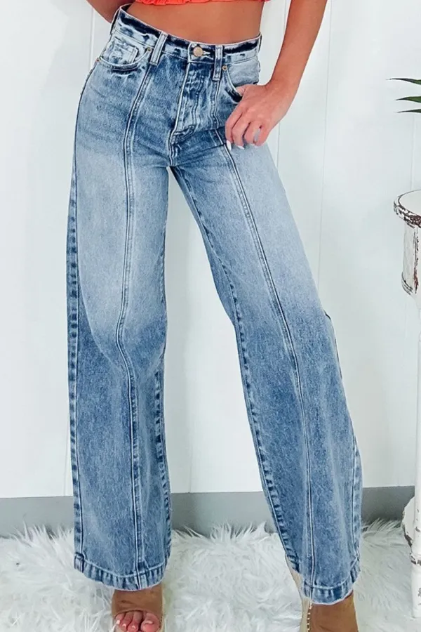 Flap Pocket Pull On Denim Jeans