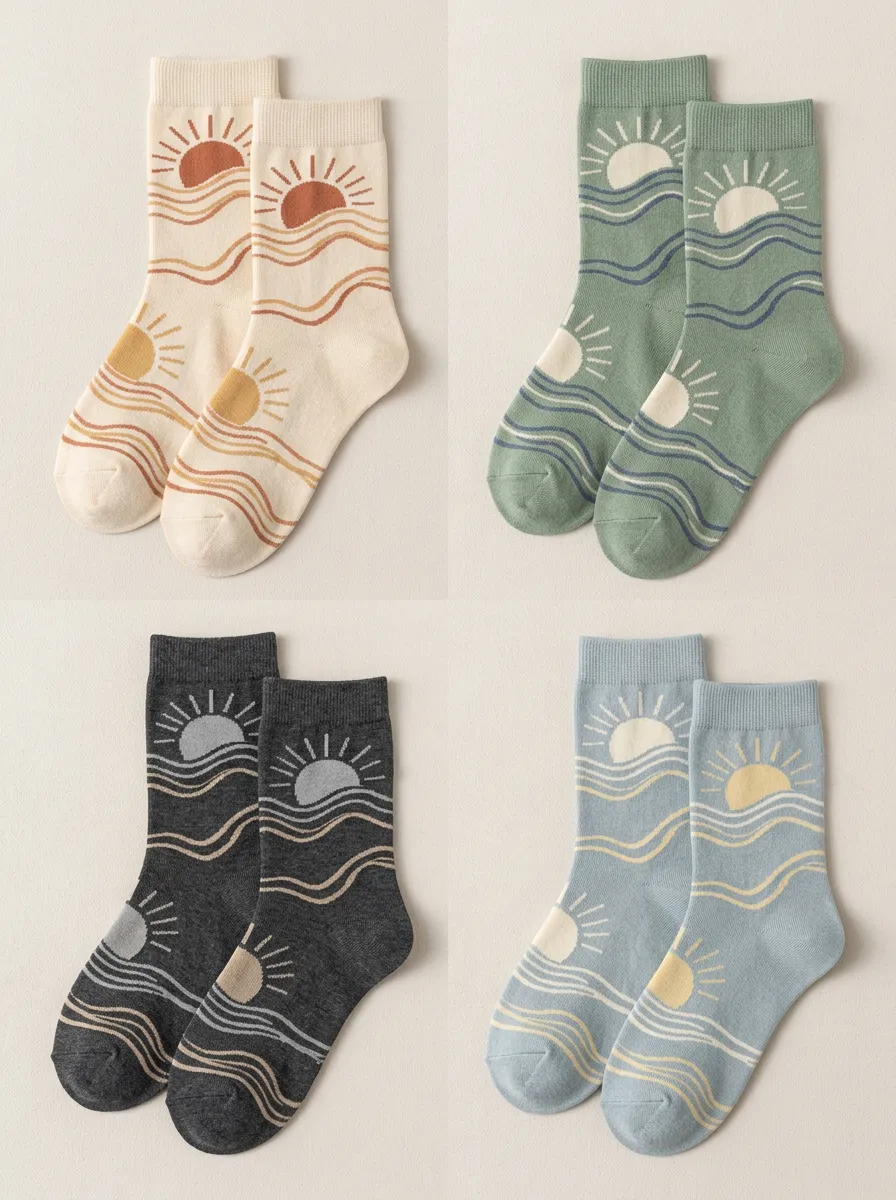 Women's Sun Wave Graphic Crew Sock Set