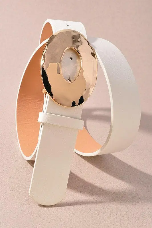 Hammered Oval Buckle Waist Belt
