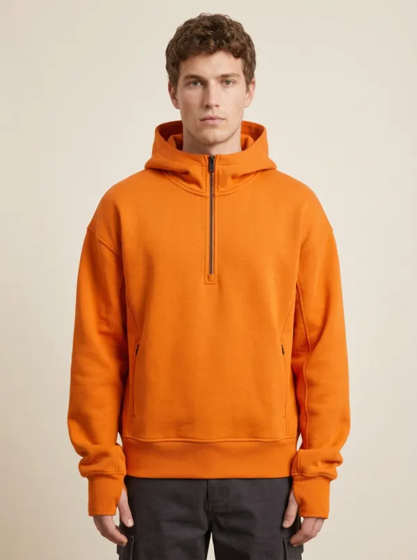 Unisex Quarter Zip Relaxed Layer Pullover Hoodie