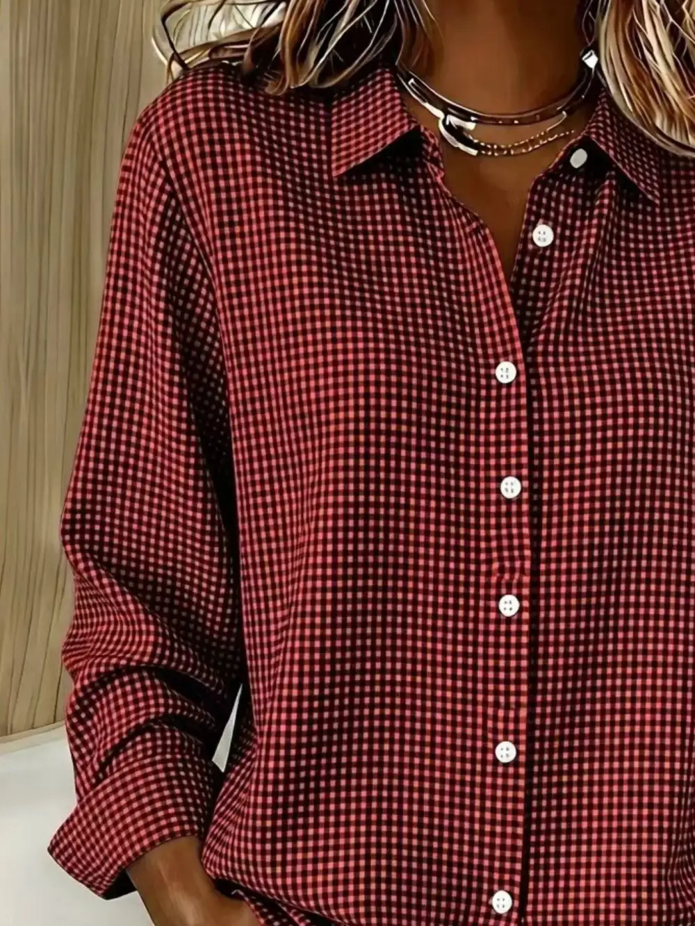 Button-up Long Sleeve Plaid Shirt