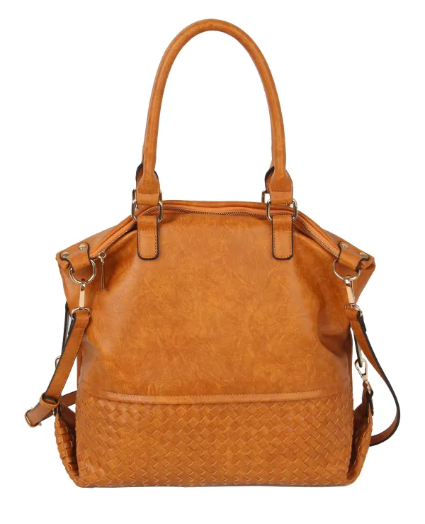 Back Zip Top Handle Shoulder Bag