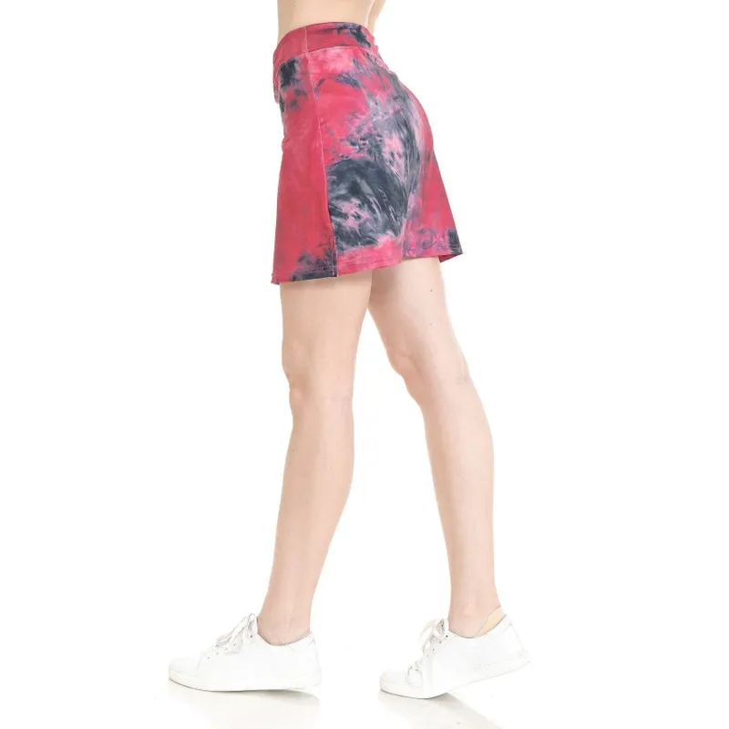 Cherry Cola Tie-Dye Side-Slit Active Shorts