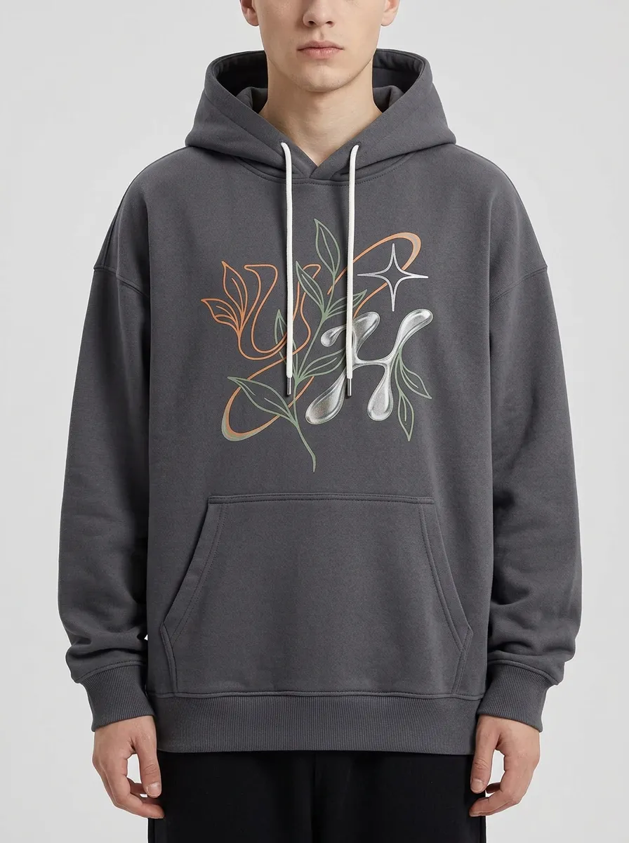 Unisex Abstract Floral Liquid Metal Hoodie