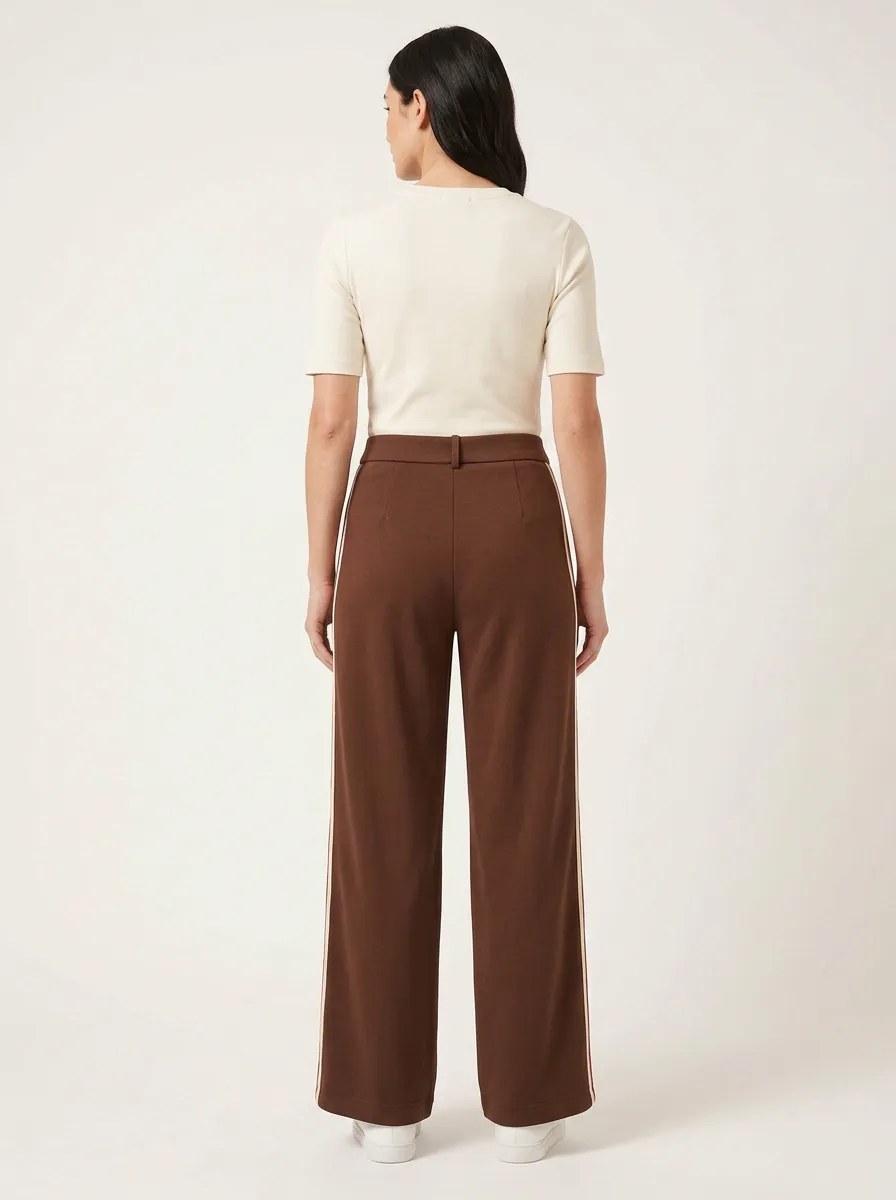 Women's High-Rise Slant-Pocket Side-Stripe Wide-Leg Trousers