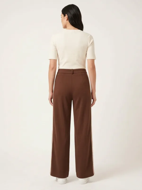 Women's High-Rise Slant-Pocket Side-Stripe Wide-Leg Trousers