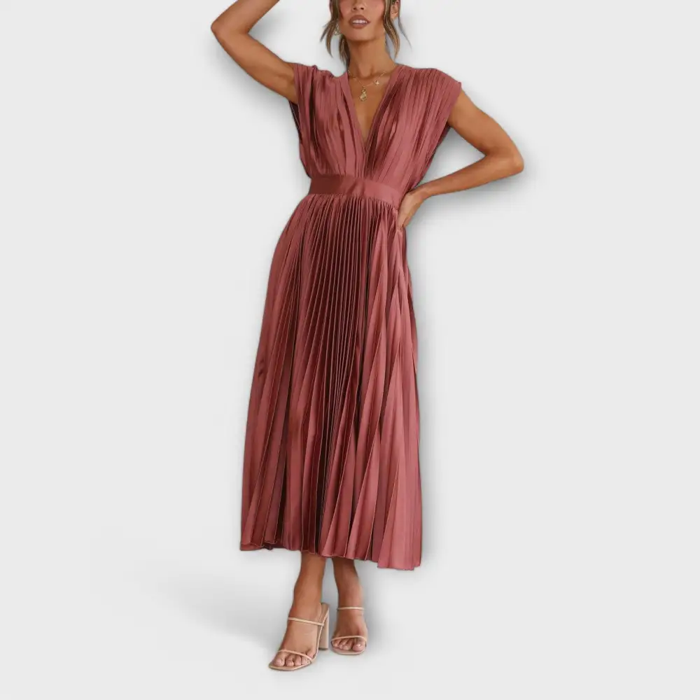 Pleated Flowing Relaxed Casual Dress