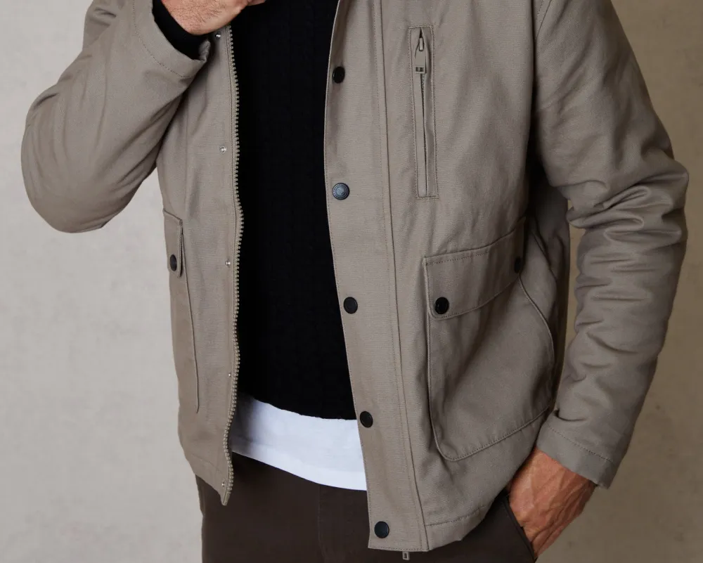 Men's Mushroom Brown Collared Lightweight Jacket