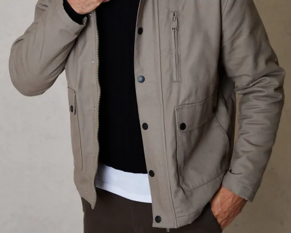 Men's Mushroom Brown Collared Lightweight Jacket