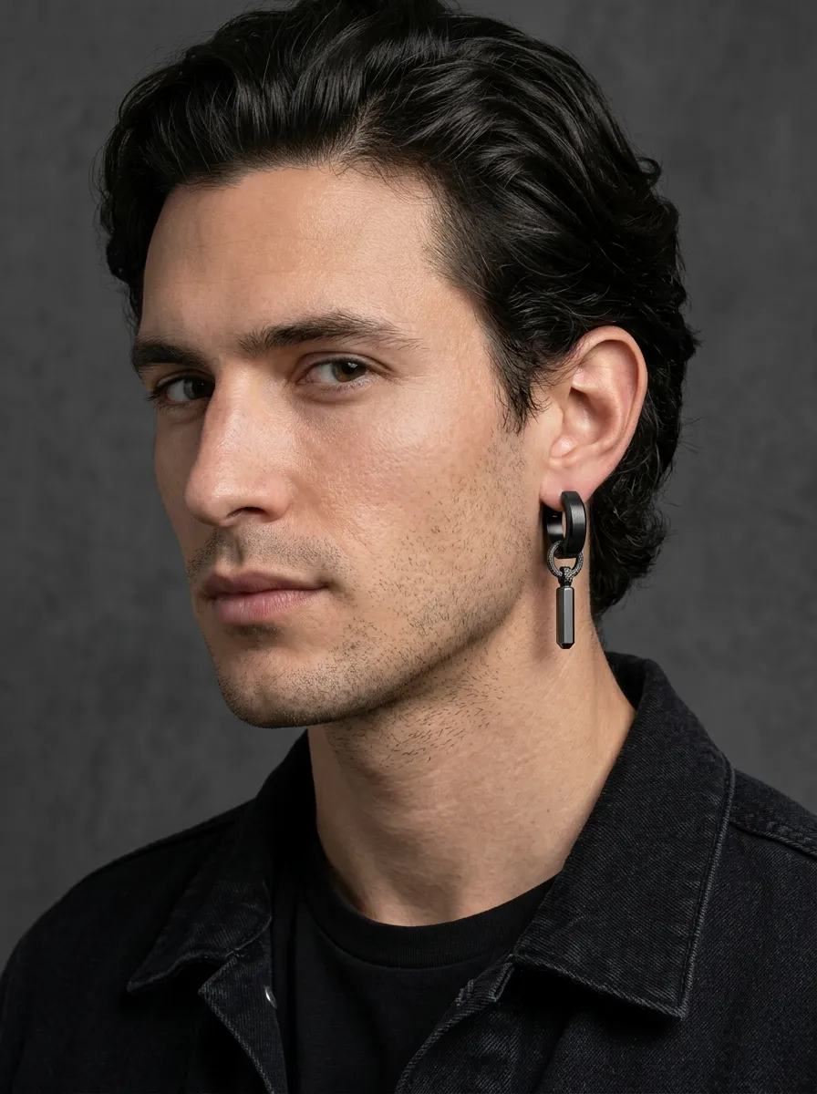 Men's Gothic Punk Hoop Dangle Earrings