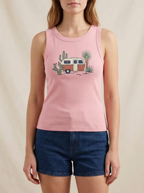 Cactus Camper-Van Built-In Bra Tank Top