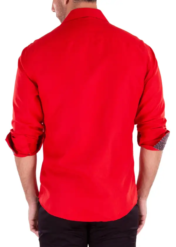 Micro Print Button Up Dress Shirt