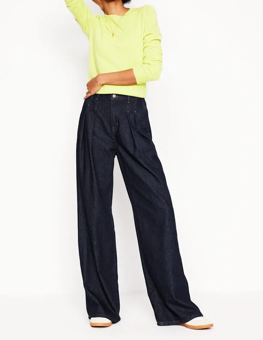 Mid Rise Fluid Denim Pants