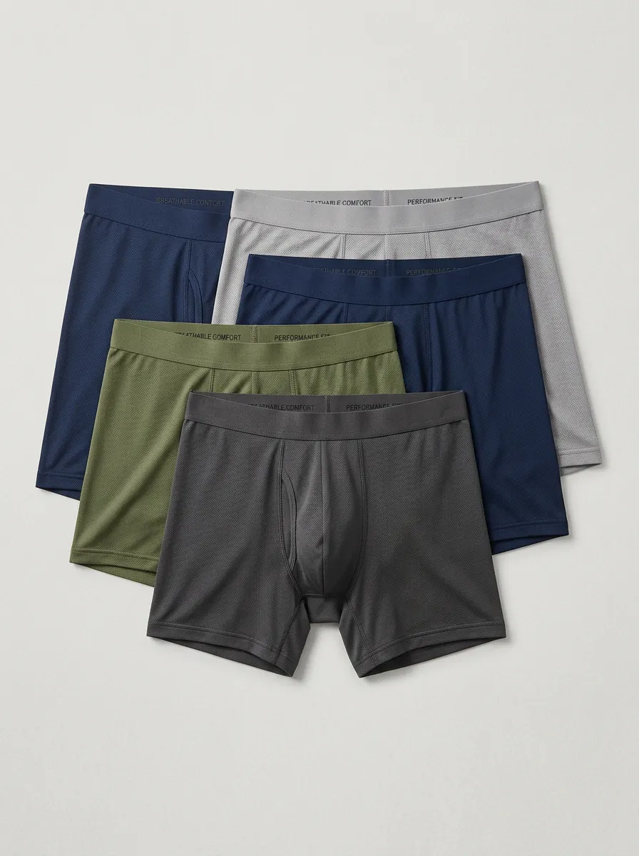 Men's Breathable Performance Mesh 4-Pack Boxer Briefs