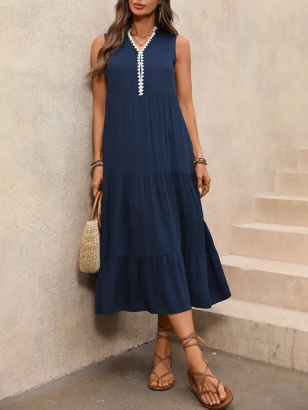 Evelyn Flowy Tiered Midi Dress