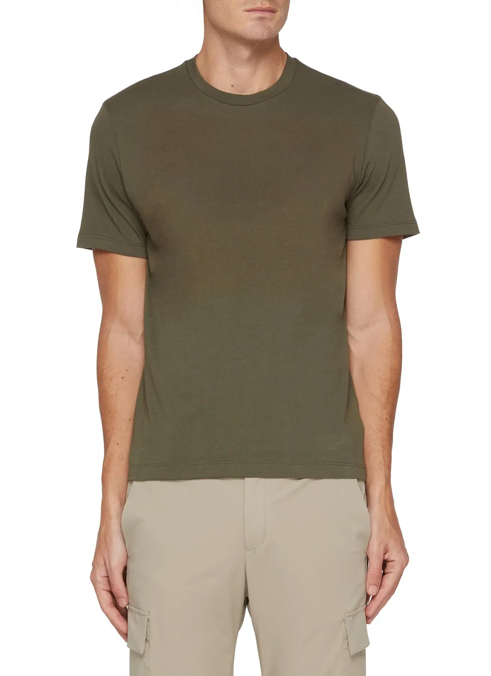 Retro Daily Slim And Comfortable Olive Green Cottom T-Shirts