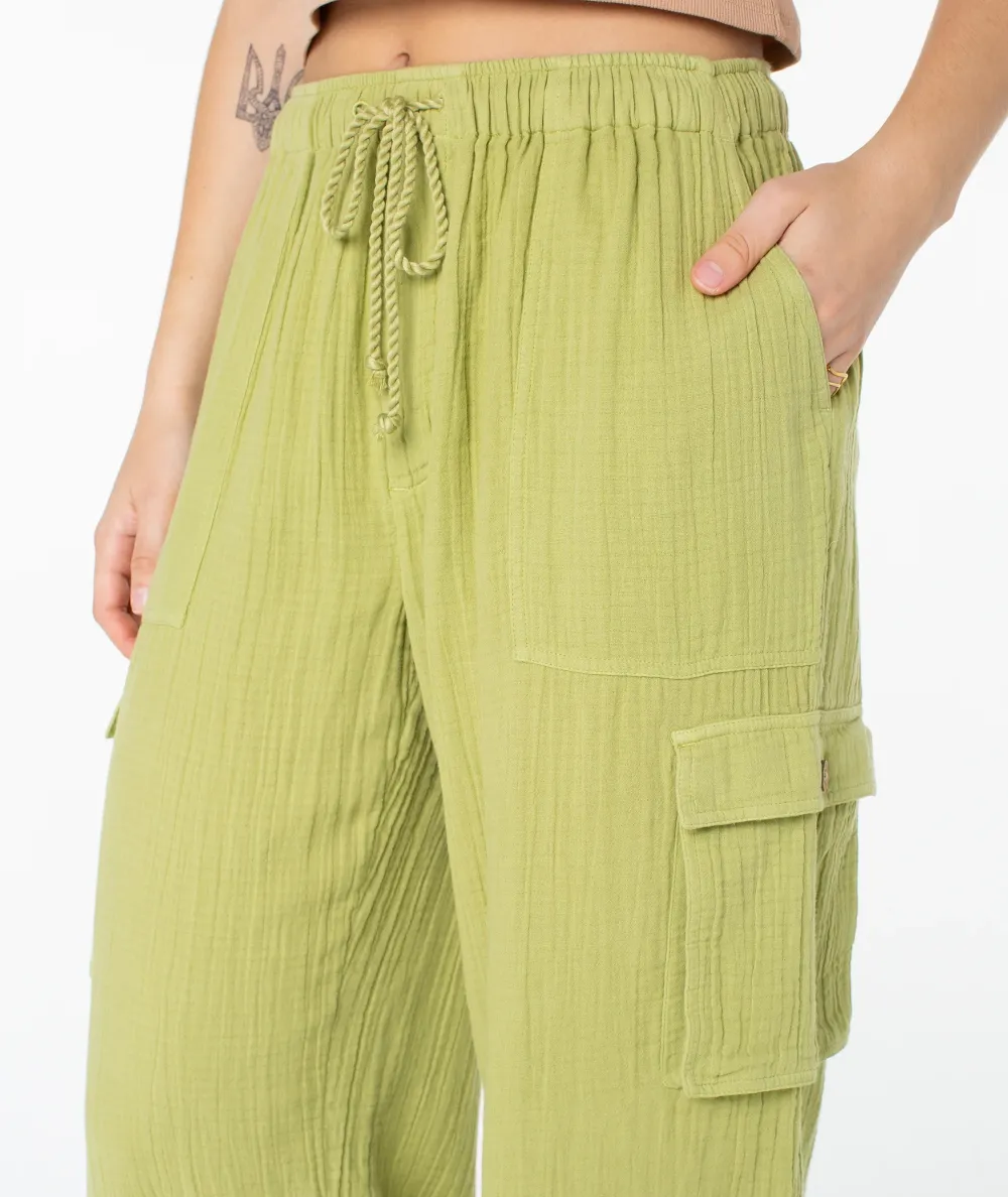 Stretch Waistband Drawstring Wide Pants
