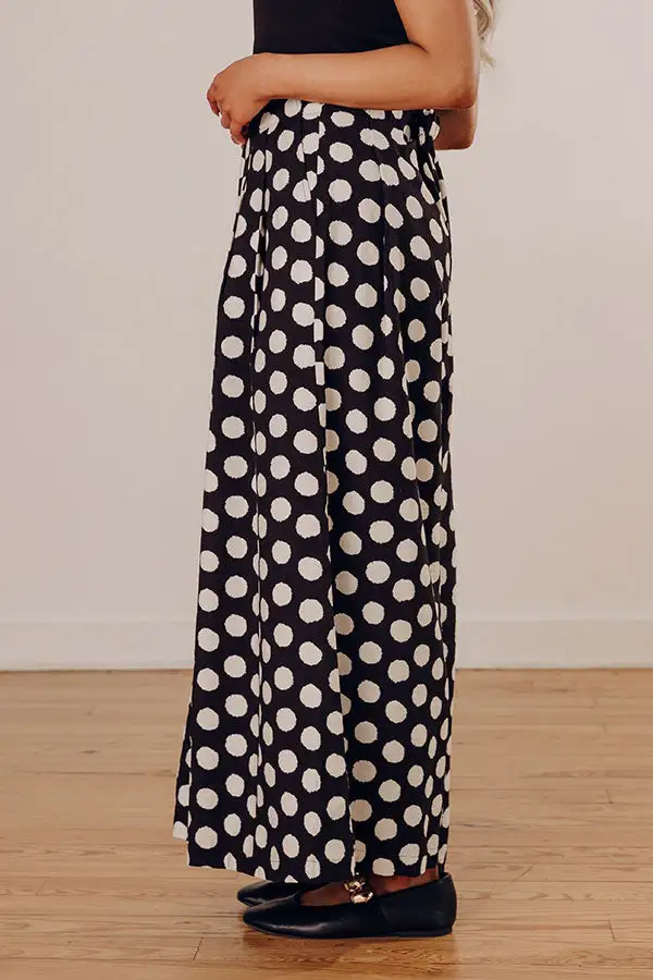 High Waist Wide Leg Polka Dot Pleated Elastic Waist Pants