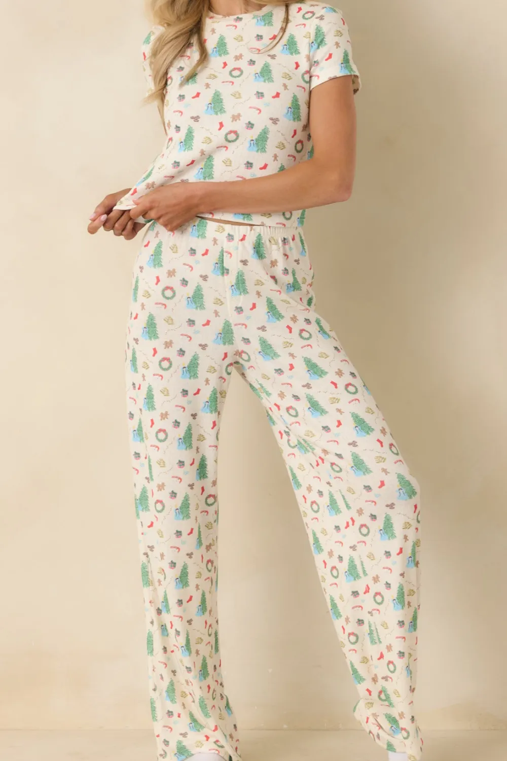 Morning Multi Christmas Print Pajama Pants